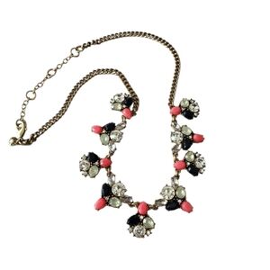 Designer J. Crew Gold-Tone Multicolor Rhinestone Lobster Statement Necklace